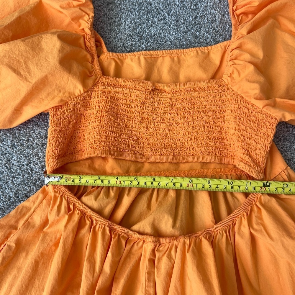 A New Day Women's Puff 3/4 Sleeve Open Back Summer Mini Dress, Orange M Medium - Picture 12 of 13